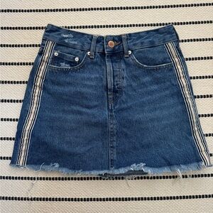 Bershka Denim Mini Skirt with Striped Accents